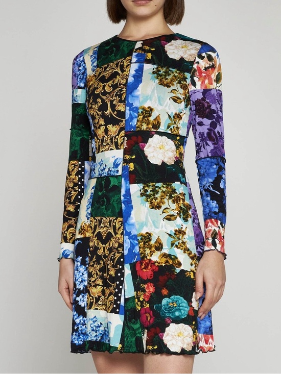 Alice + Olivia Dresses & Skirts - Floral Patchwork Long-Sleeve A-Line Dress - Multicolor